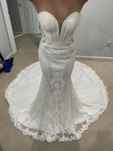 C2023-SS6L4 - strapless sweetheart beaded lace & embroidery wedding gown