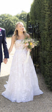 C2023-SA733B - strapless beaded lace and embroidery a-line wedding gown