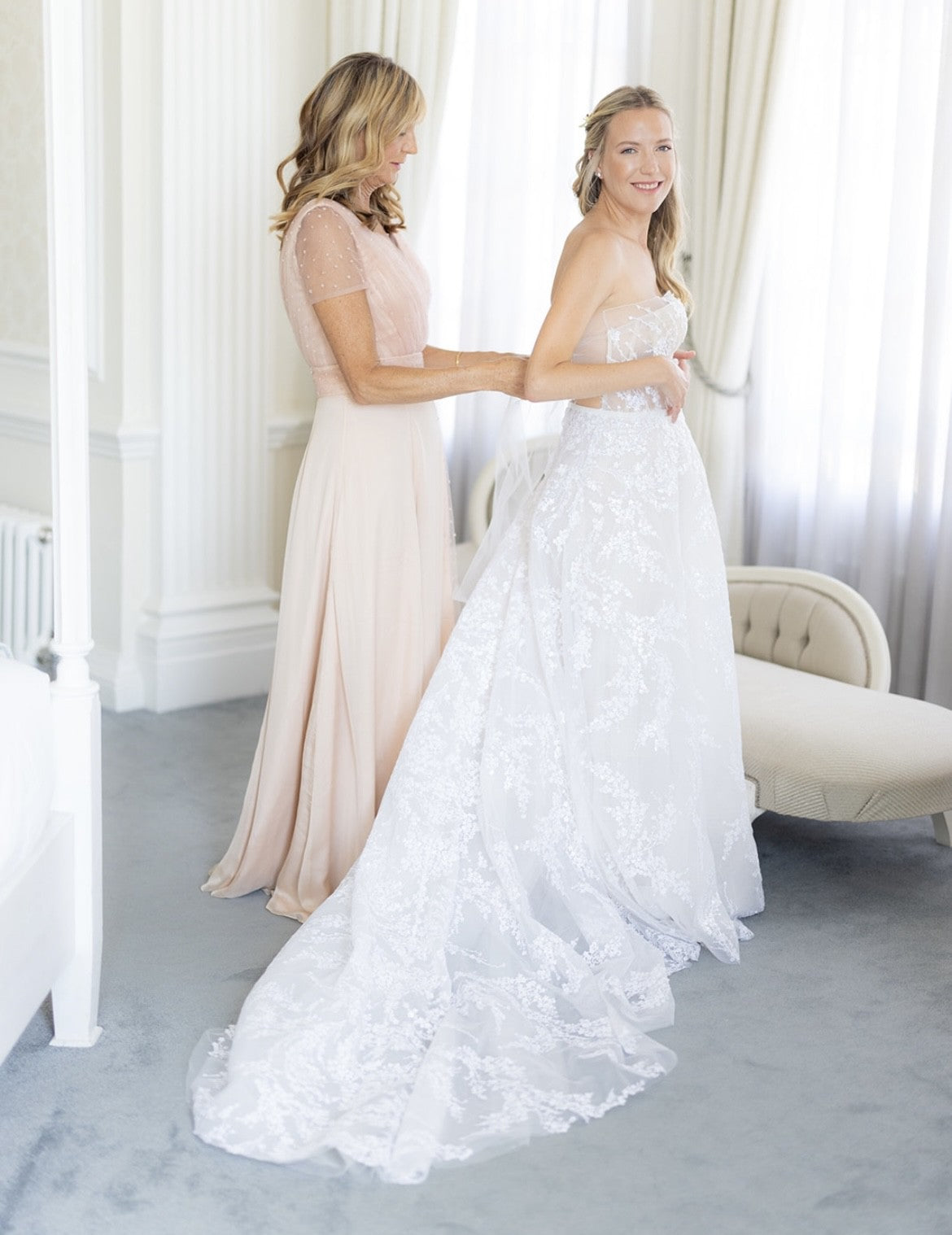 C2023-SA733B - strapless beaded lace and embroidery a-line wedding gown