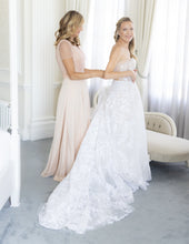 C2023-SA733B - strapless beaded lace and embroidery a-line wedding gown
