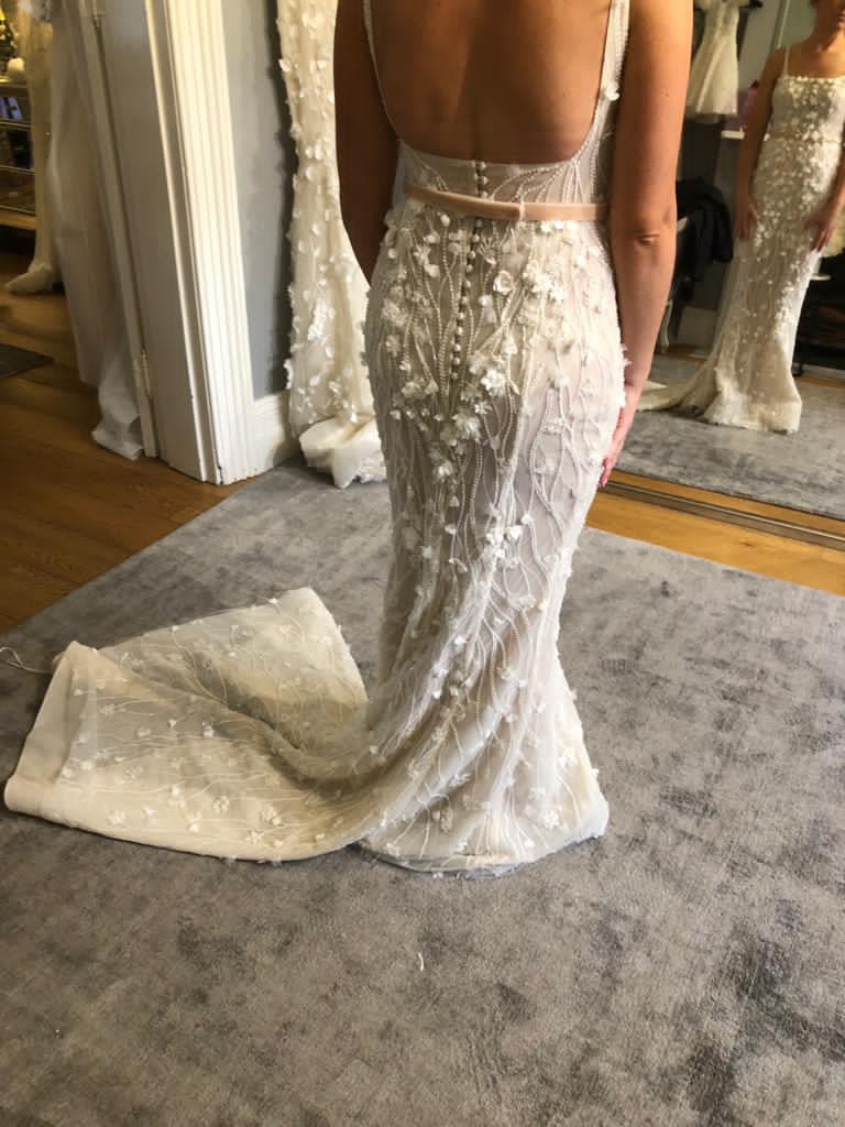 C2023-S650 - sleeveless scoop neck beaded embroidered lace wedding gown with detachable overskirt