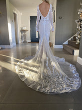 C2023-LSV88 - Berta Bridal Inspired Long Sleeve deep sexy v-neck beaded wedding gown