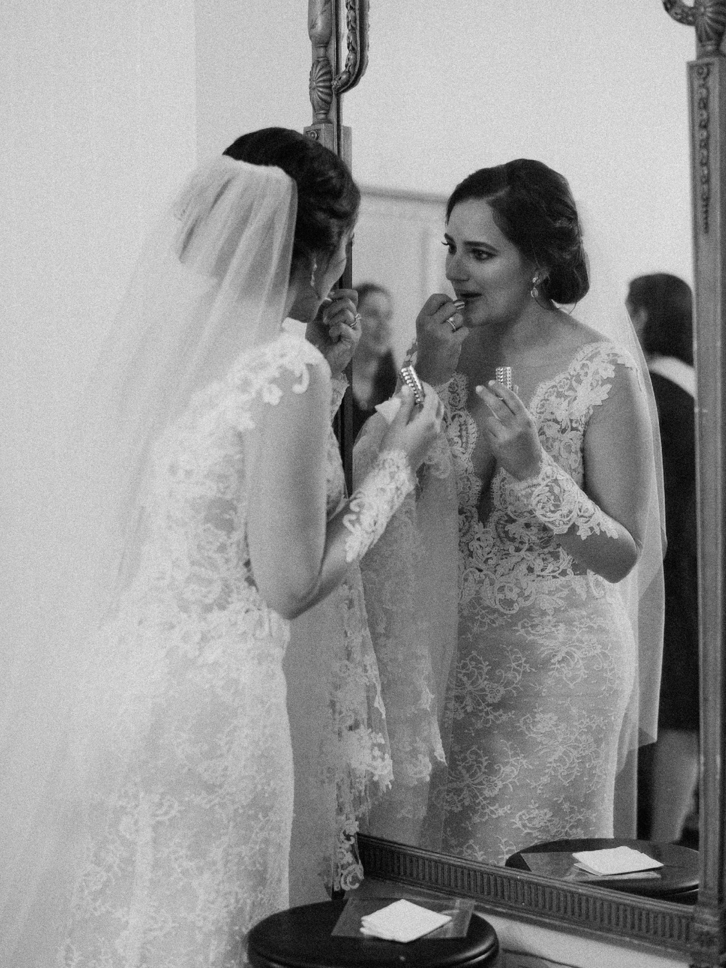 C2023-LS503 - sheer v-neck beaded lace long sleeve wedding gown