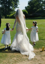 C2023-DS47 - vestido de novia de encaje de manga larga desmontable sin tirantes