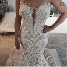 C2023-SF399 - strapless beaded fit-to-flare wedding gown with detachable satin train