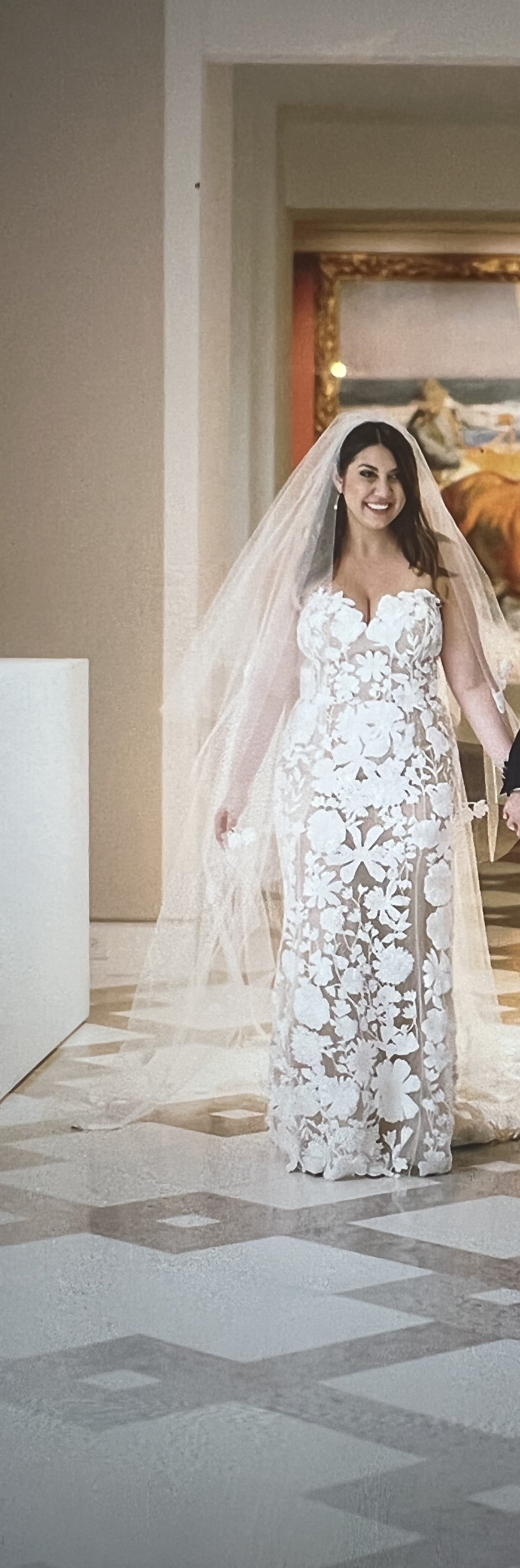 C2023-SPS37 - strapless plus size embroidered sheer nude wedding gown