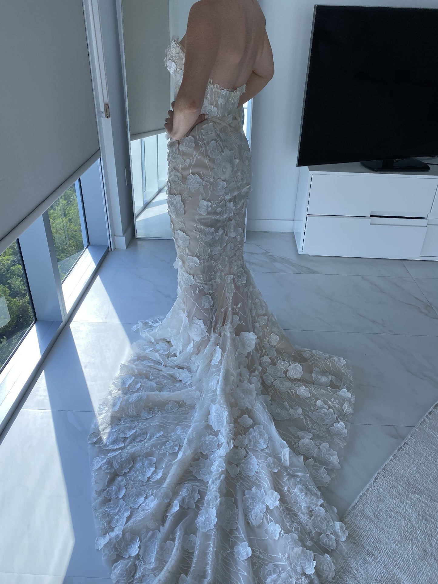 C2023-FS3617 - strapless fitted wedding gown with detachable overskirt