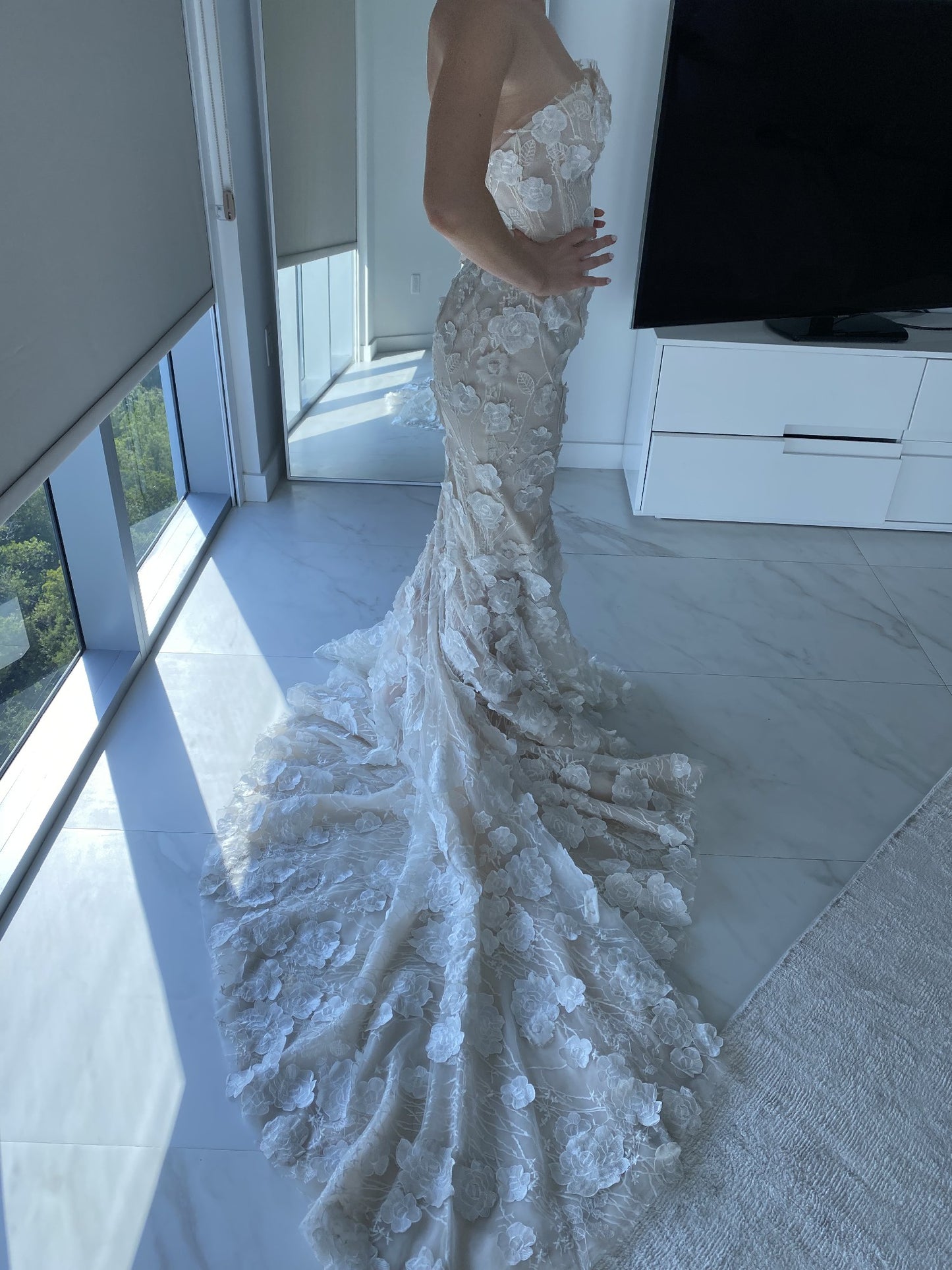 C2023-FS3617 - strapless fitted wedding gown with detachable overskirt