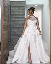 C2023-HBG28 - vestido de novia sin mangas con escote halter y abertura