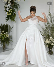 C2023-HBG28 - vestido de novia sin mangas con escote halter y abertura
