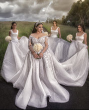 C2023-OS84 - vestido de novia de talla grande con hombros descubiertos y mangas largas