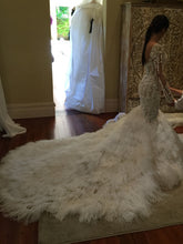 C2023-LS819 - vestido de novia de manga larga transparente con cuello redondo bordado