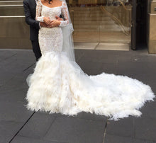 C2023-LS819 - vestido de novia de manga larga transparente con cuello redondo bordado