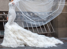 C2023-LS819 - vestido de novia de manga larga transparente con cuello redondo bordado