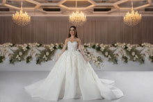 C2023-BG71Y - Vestido de novia formal con cuentas y manga desmontable transparente