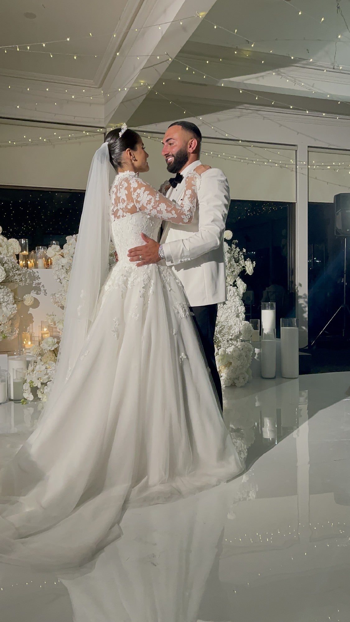 C2023-LSA20 -  a-line long sleeve wedding gown w sheer illusion neckline & collar