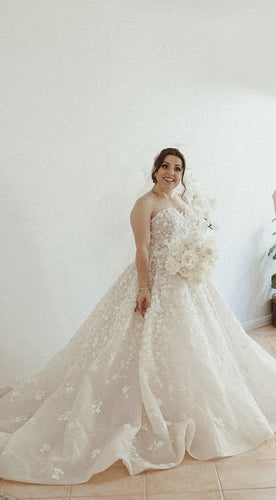 C2023-SAL71 - Strapless a-line embroidered wedding gown for plus size