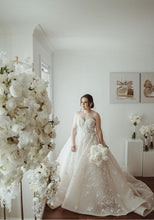 C2023-SAL71 - Vestido de novia evasé bordado sin tirantes para tallas grandes