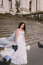 C2023-SF94 - sleeveless open neck line wedding gown w beaded embroidery