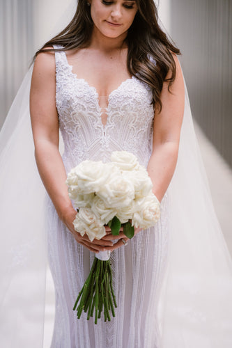 C2023-SF94 - sleeveless open neck line wedding gown w beaded embroidery
