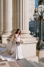 C2023-SF94 - sleeveless open neck line wedding gown w beaded embroidery