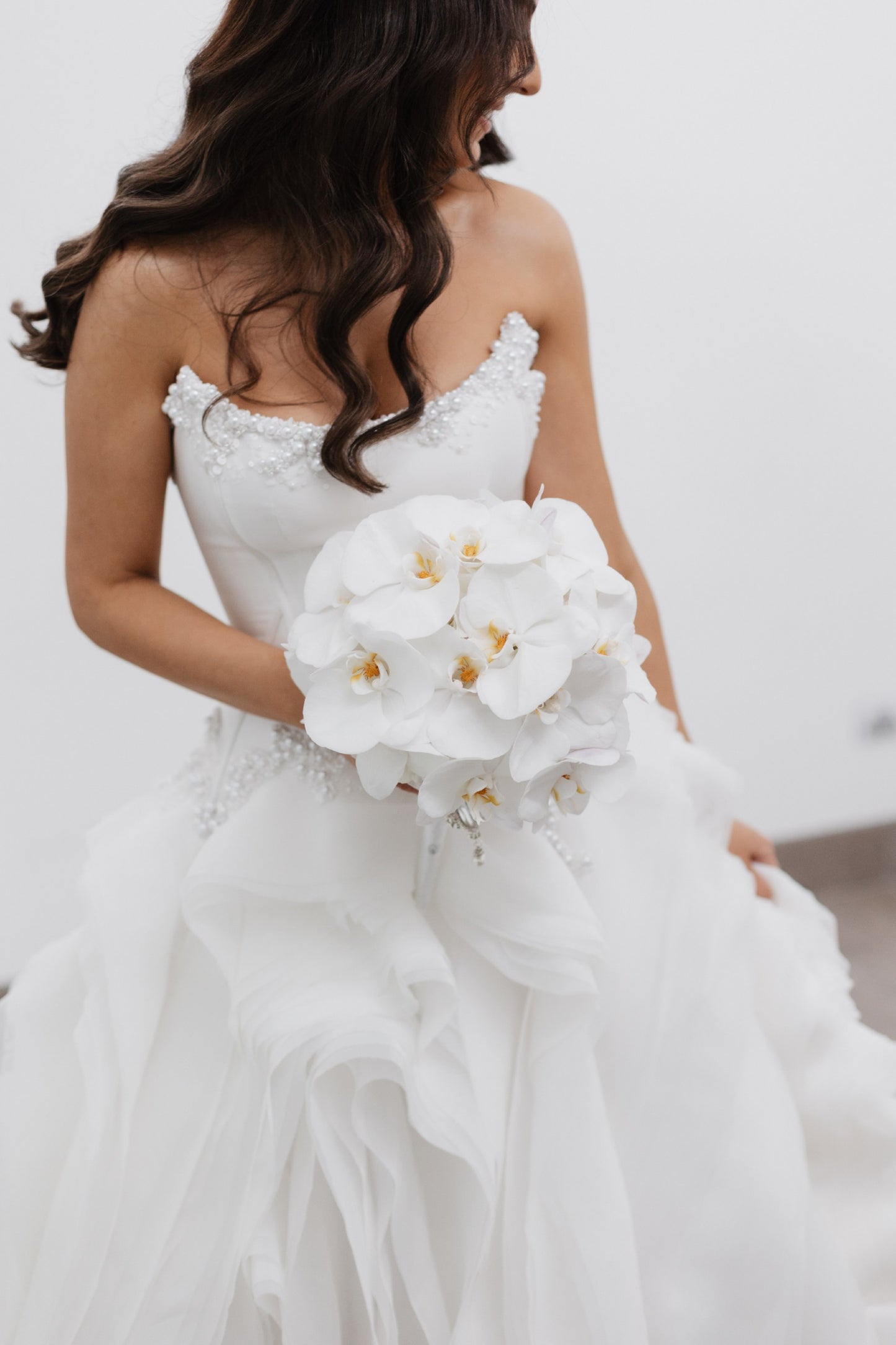 C2024-BG93 - strapless ball gown wedding dress w/pearl and crystal beading