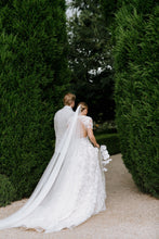 C2024-SSA53 - short sleeve a-line wedding gowns with v-neck line