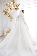 C2024-LS33S - vestido de novia con hombros descubiertos y mangas largas