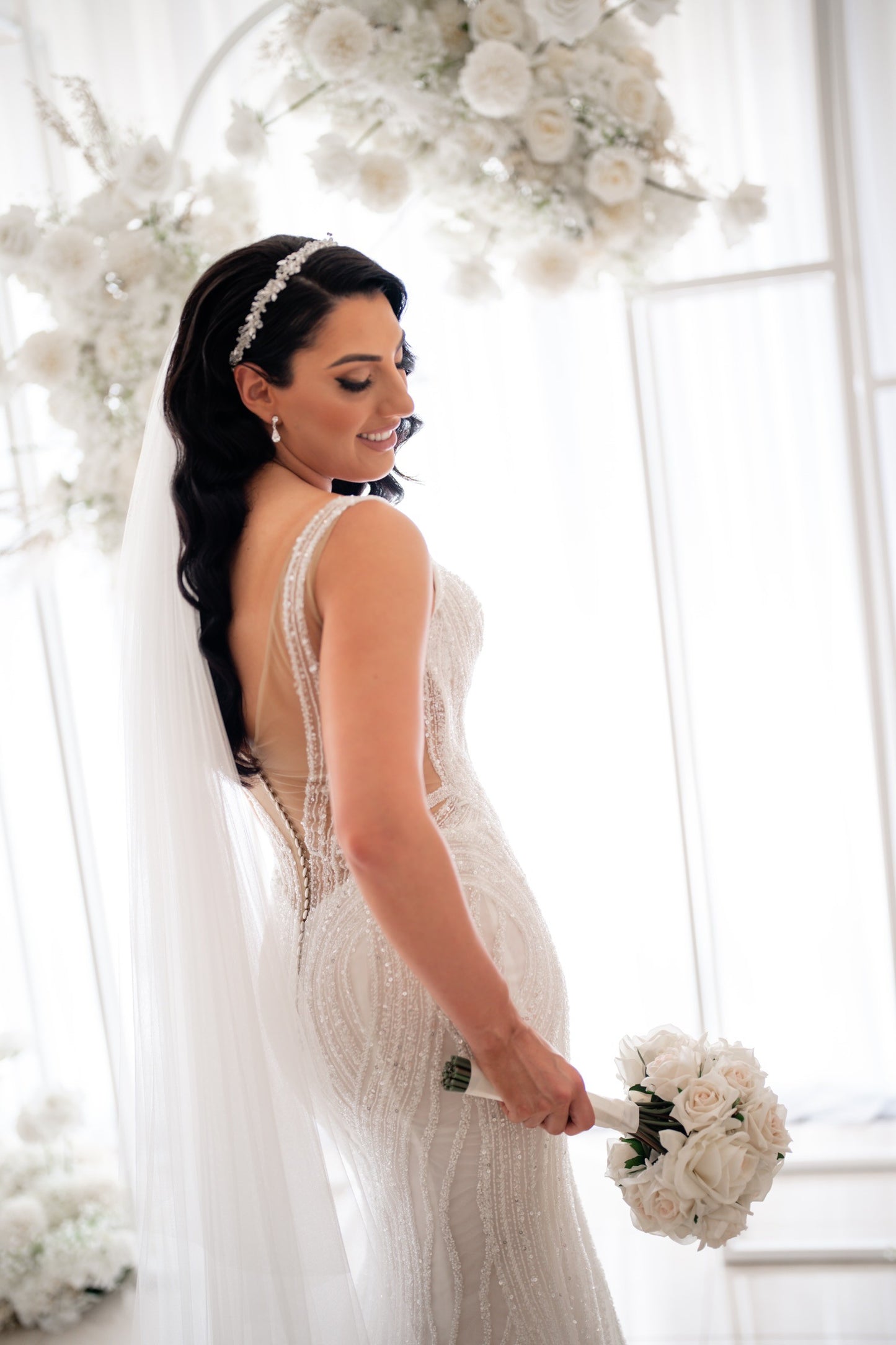 C2024-S812 - sleeveless beaded wedding gown with detachable overskirt