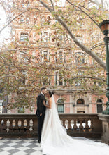 C2024-AL51S - illusion neckline wedding gown with detachable cathedral train