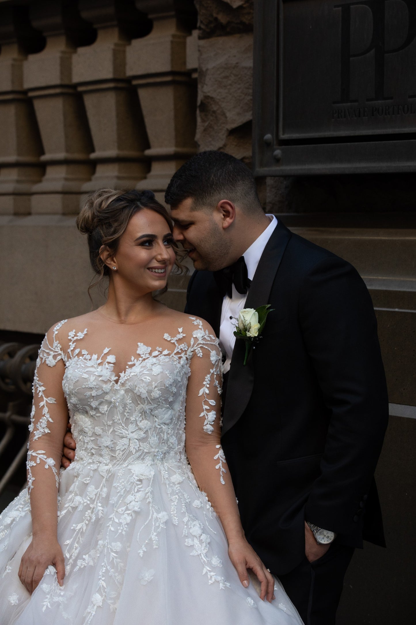 C2024-LSP319 - sheer long sleeve plus size wedding ball gown