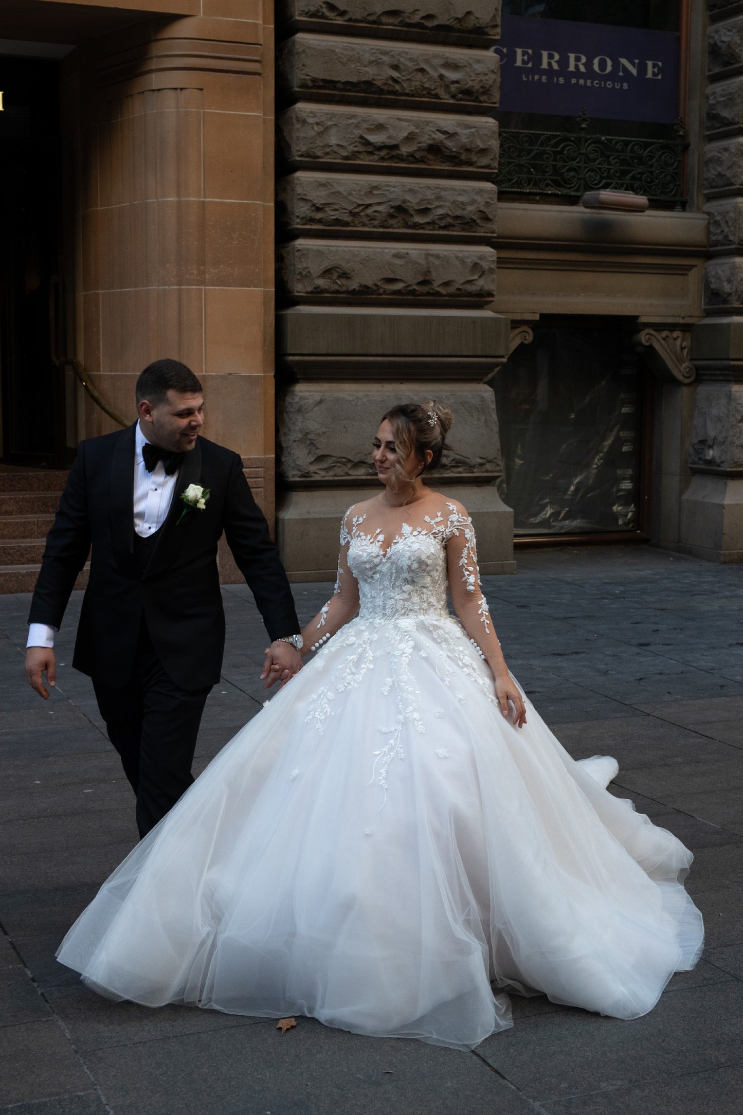 C2024-LSP319 - sheer long sleeve plus size wedding ball gown