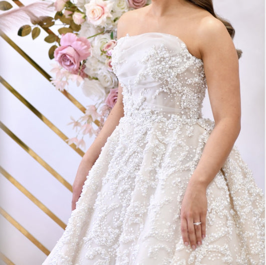 C2024-BG792 - strapless ball gown wedding dress with cathedral train