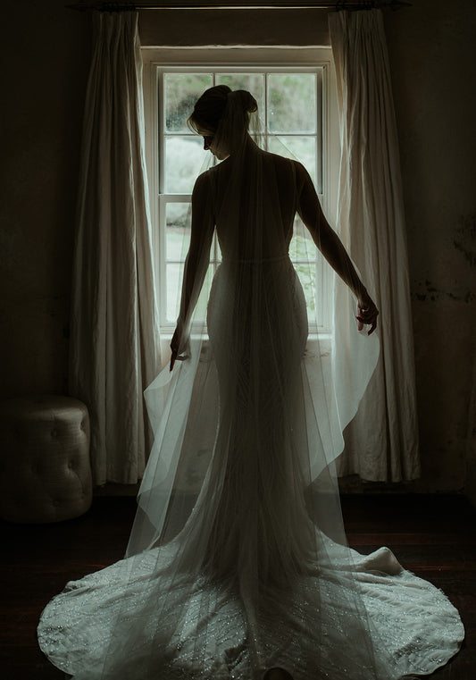 C2024-SB33S - beaded scoop neck wedding gown with thin shoulder straps