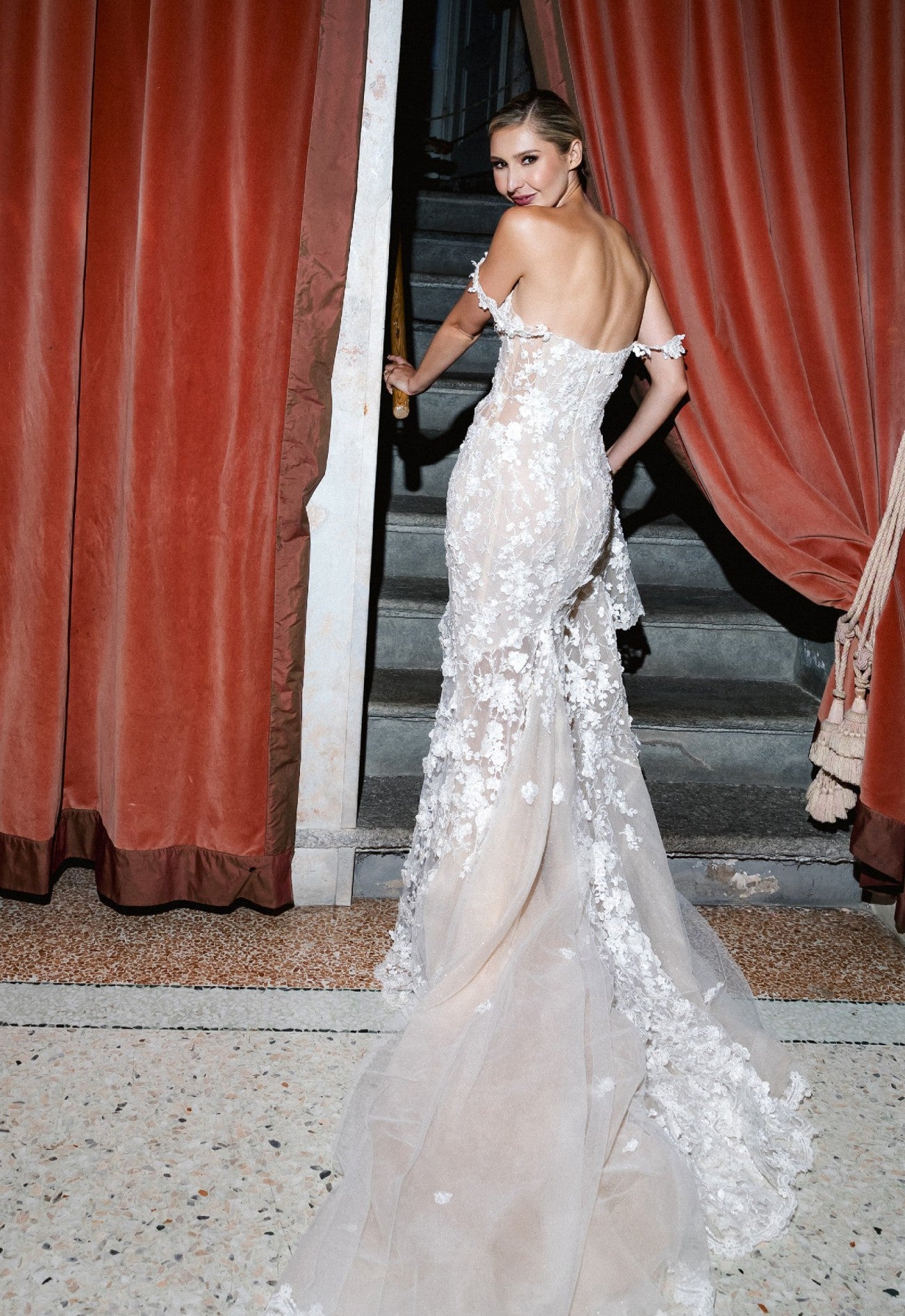 C2024-DF67 - off the shoulder embroidered wedding gown