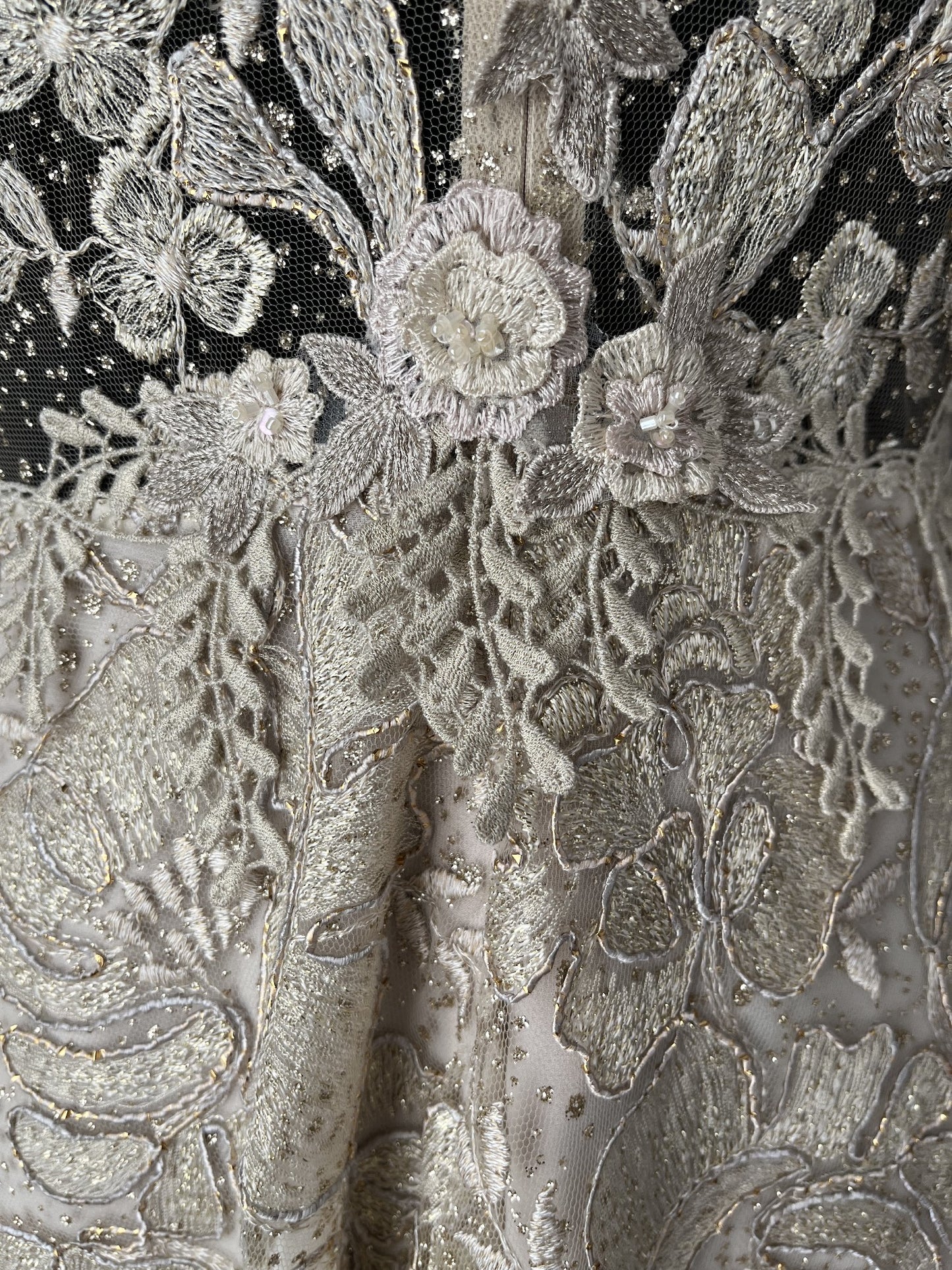 C2024-VE48 - cap sleeve vintage wedding gown with beaded embroidery & lace embellishments