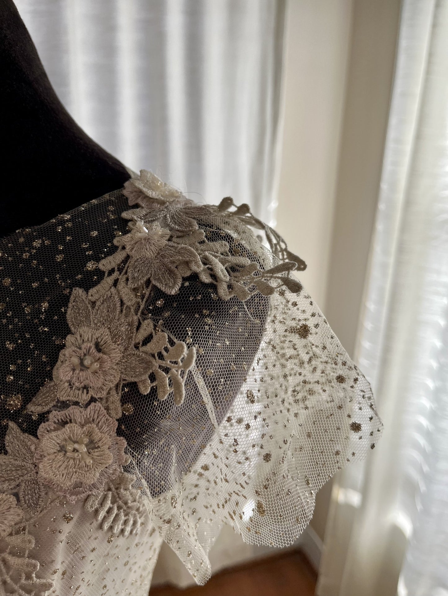 C2024-VE48 - cap sleeve vintage wedding gown with beaded embroidery & lace embellishments