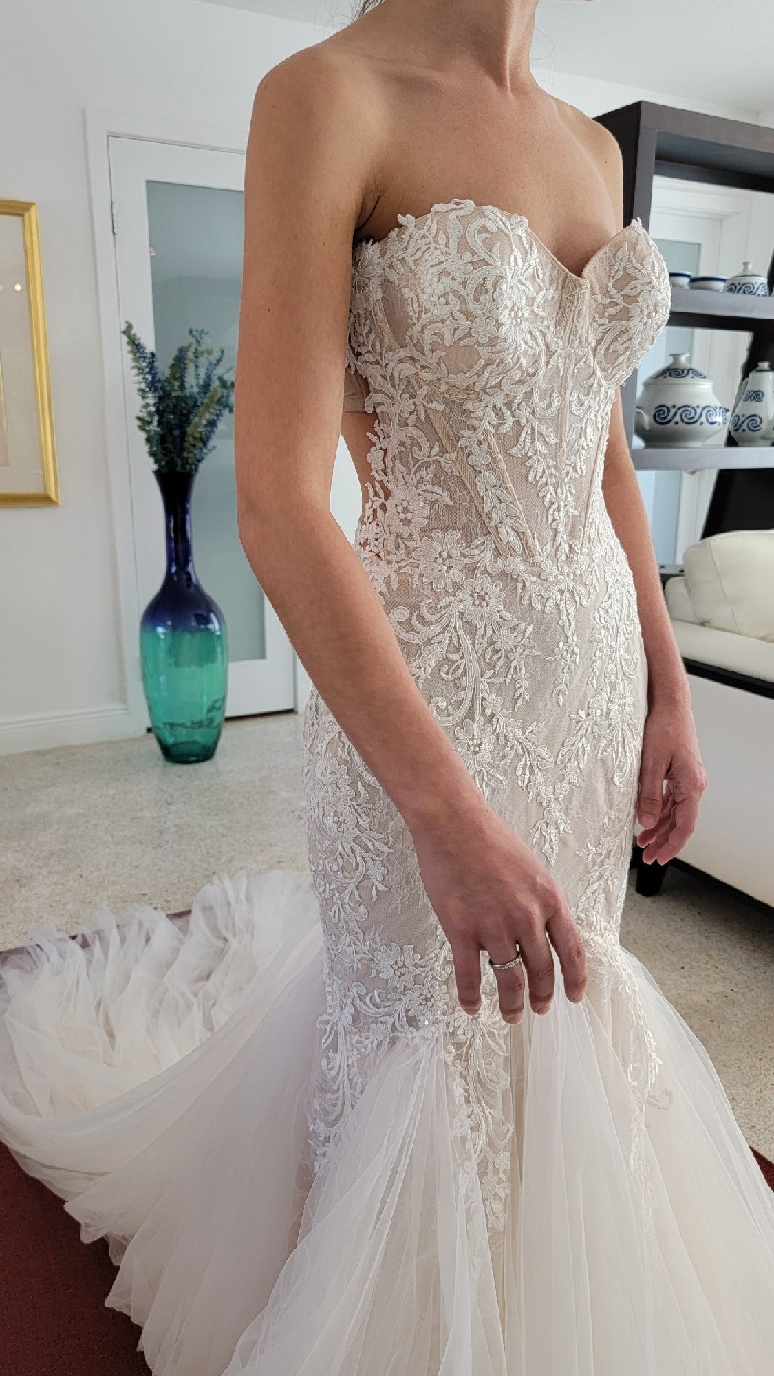 C2024-SL396 - robe de mariée bustier en dentelle chérie