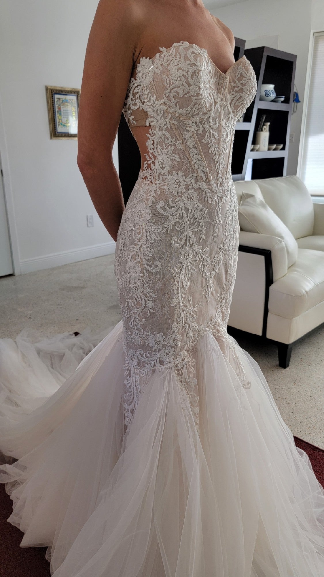 C2024-SL396 - robe de mariée bustier en dentelle chérie