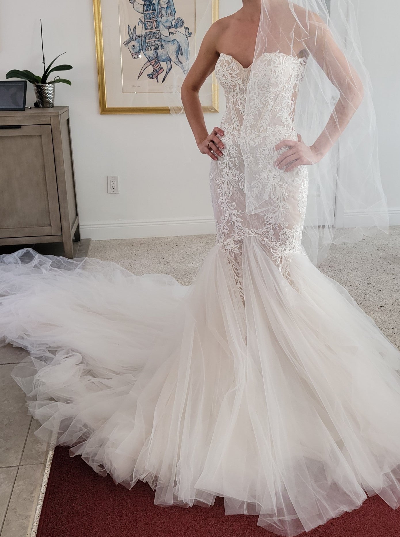 C2024-SL396 - robe de mariée bustier en dentelle chérie