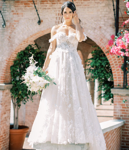 C2024-A23 - strapless a-line wedding gown with off the shoulder arm straps