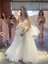 C2024-VSB639 - sleeveless beaded wedding gown with sexy deep v-neck bustline