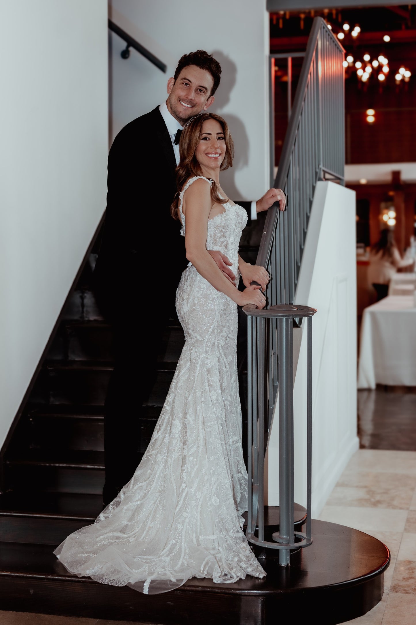C2024-LC338 - beaded lace wedding gown with shoulder straps and corset bodice