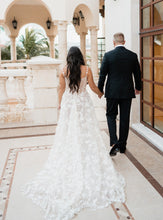 C2024-PS441 - plus size a-line wedding gown with shoulder straps and scoop neck bustline