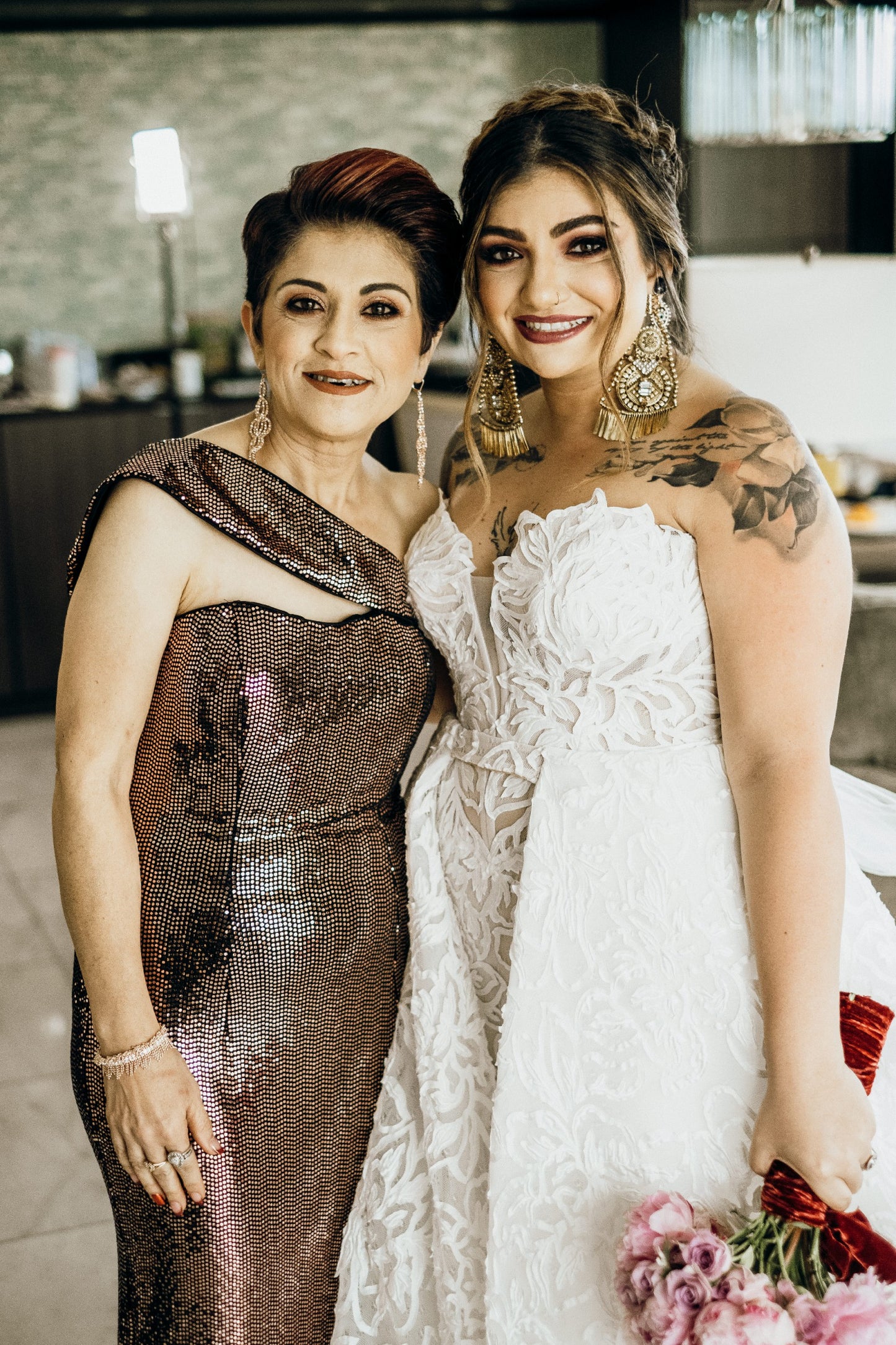 C2024-PS511 - strapless plus size wedding gown with empire waist line and detachable over skirt train