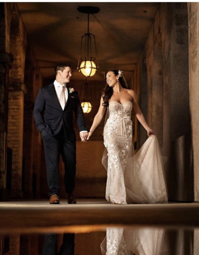 C2024-NF2 - strapless lace & embroidery wedding gown with detachable sleeves