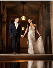 C2024-NF2 - strapless lace & embroidery wedding gown with detachable sleeves