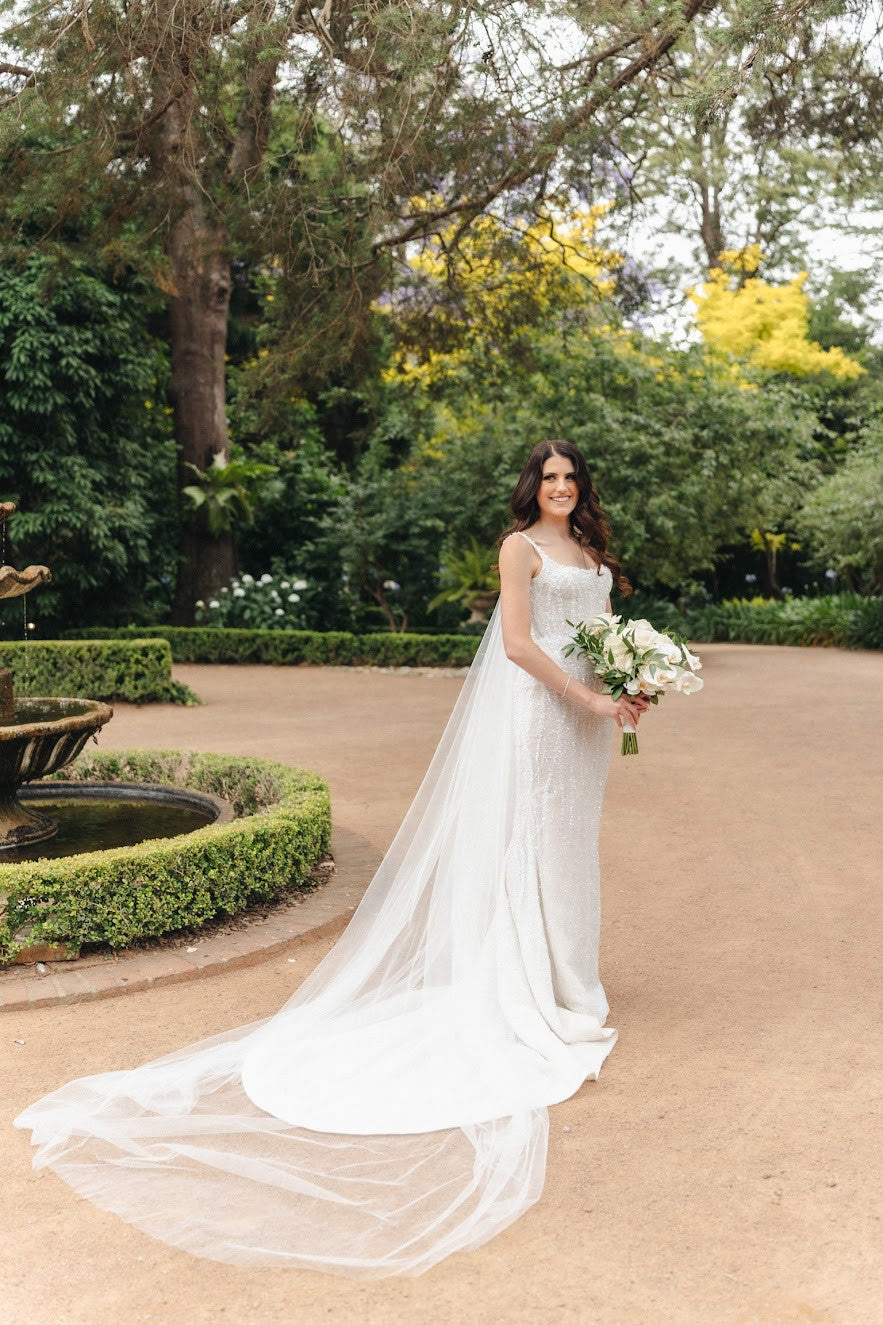 C2024-B91 -  sleeveless scoop neck beaded wedding gown