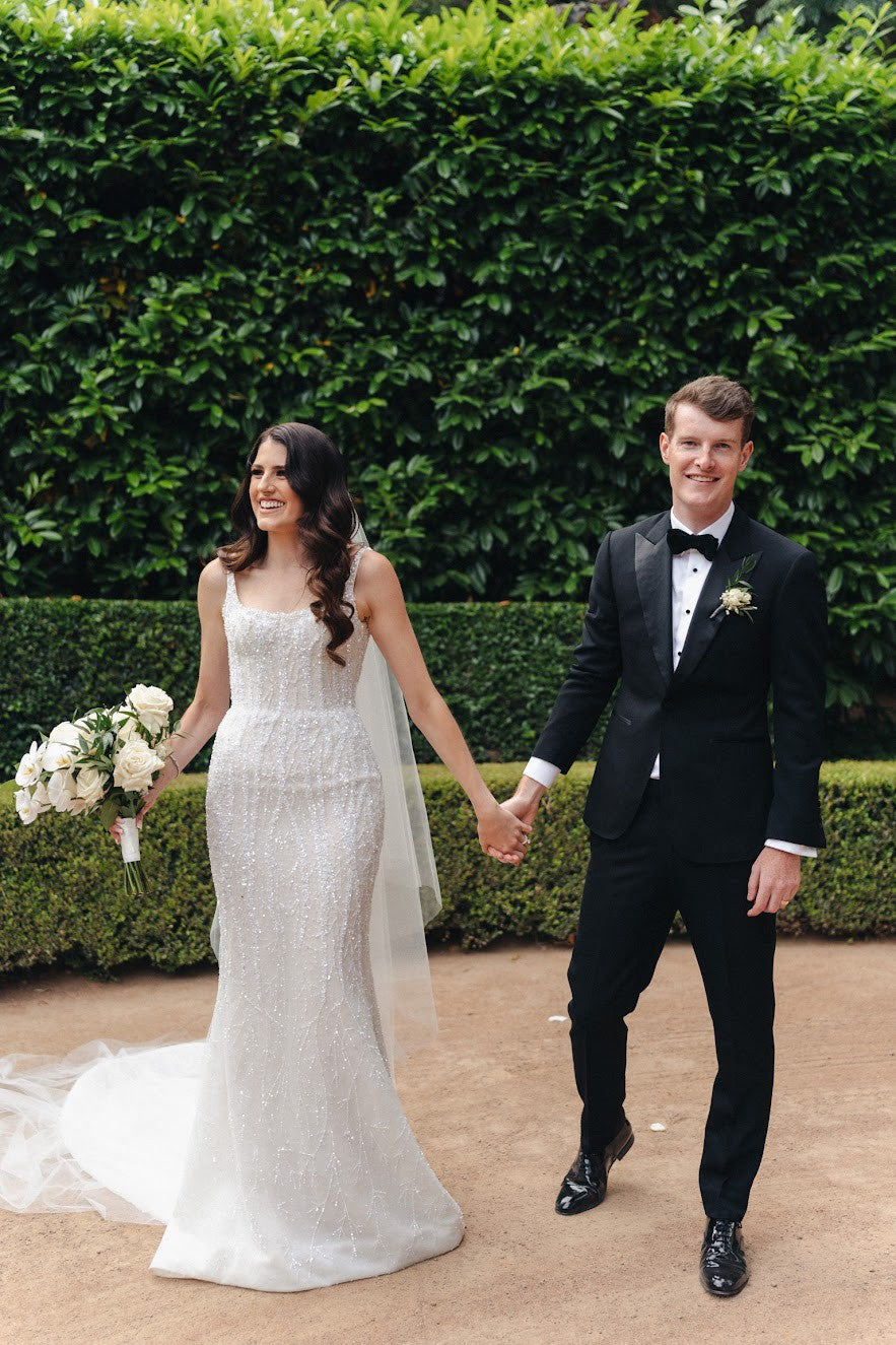 C2024-B91 -  sleeveless scoop neck beaded wedding gown