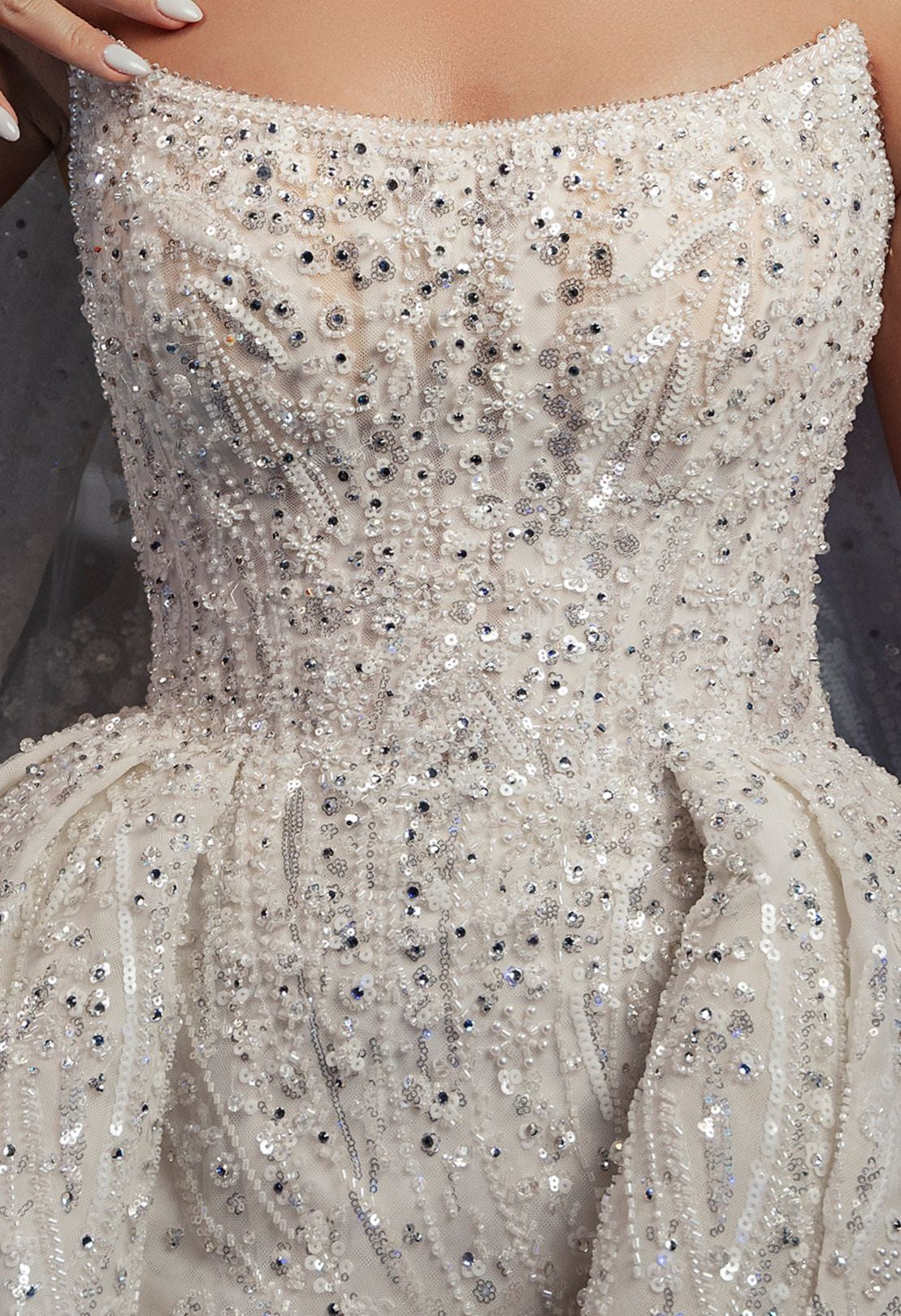 C2024-BG96 - beaded strapless ball gown wedding dress